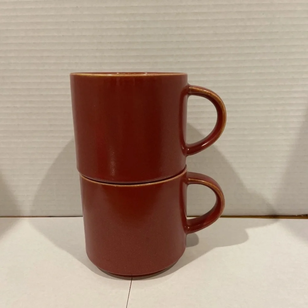 Set of 2 Pottery Barn Mason Stoneware wide Mouth Coffee Mugs